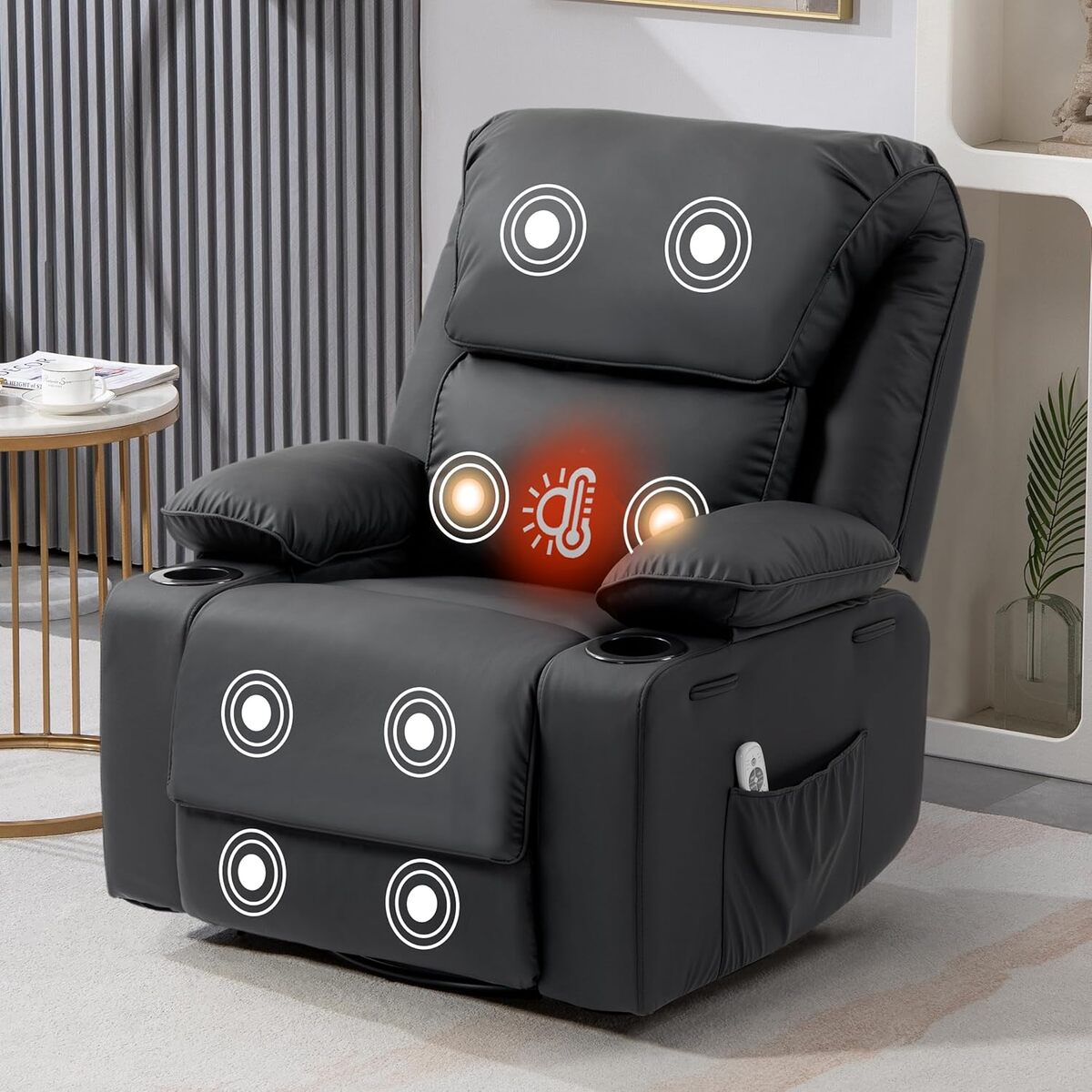 Test du fauteuil de relaxation pivotant à 360° avec fonction chauffante