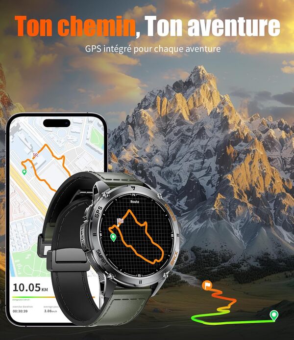 LIGE Montre Connectée Homme avec GPS Intégré, Smartwatch 1.43