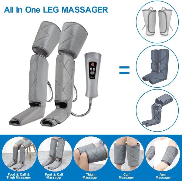 InvoSpa Massager de la jambe pour la circulation - Massage des pieds et du calf pour la compression de l'air et les cuisses - Massage à la maison avec contrôleur