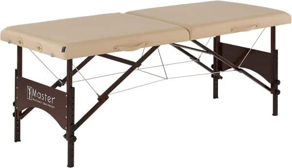 Master Massage Argo Table de Massage Portable Crème avec Pieds en Noyer 71,1 cm