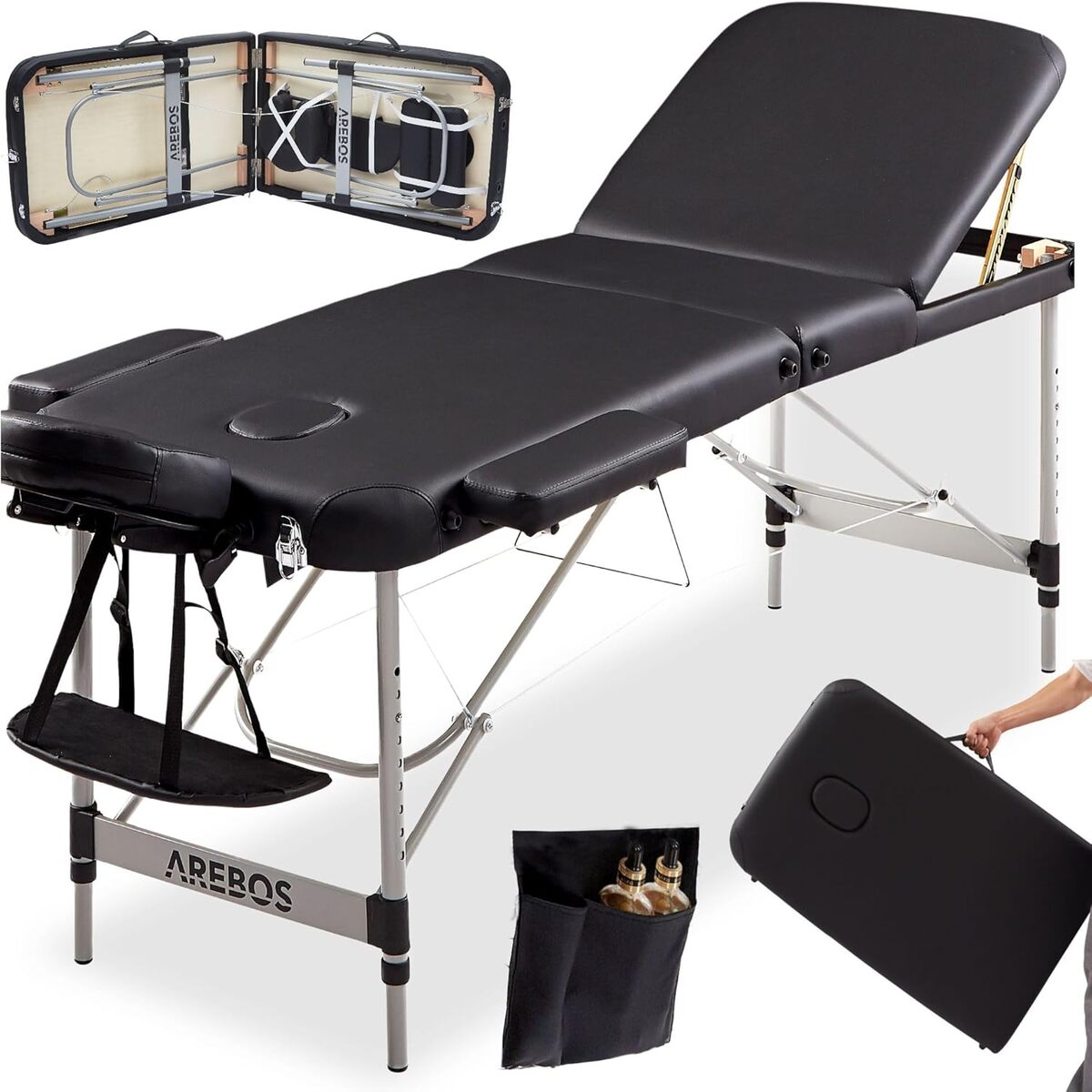 Test : table de massage Arebos 3 zones mobile et pliable