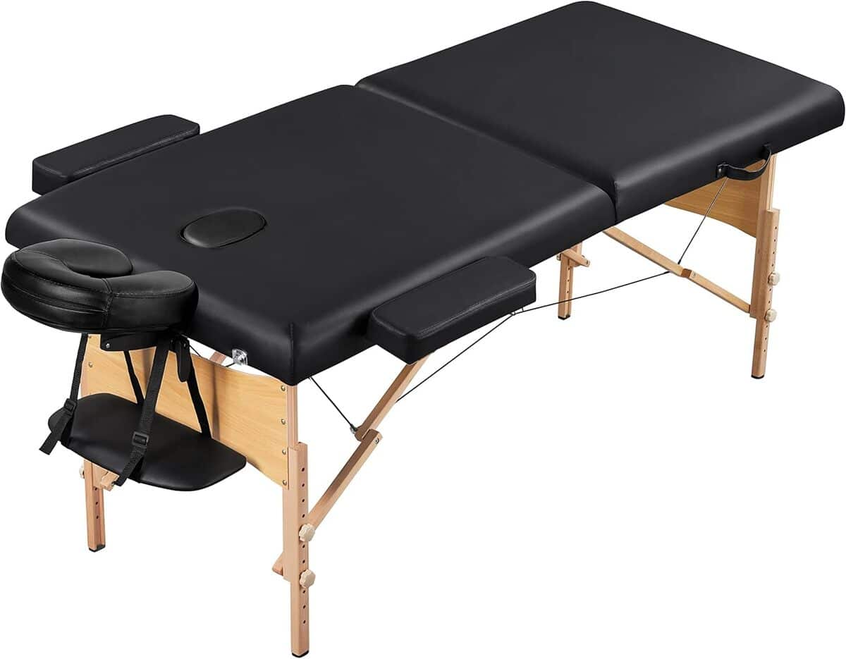 Test : table de massage pliante Yaheetech 70 cm, bois massif