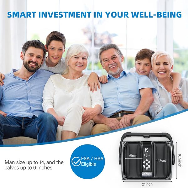 Shiatsu Machine de massage des pieds pour la circulation et le soulagement de la douleur, thérapie par la chaleur améliorée, pétrissage profond de 5 intensités, balancement pour relaxation