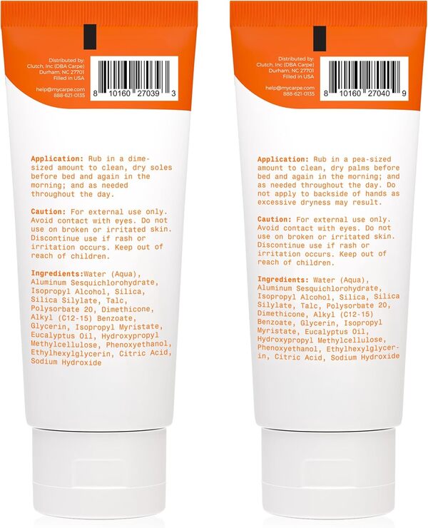 Carpe Paquet de lotions anti-transpirantes pour les mains et les pieds (3 tubes à main et 3 pieds-Économisez 33%), arrêtez les mains moites et les pieds moites et malodorants