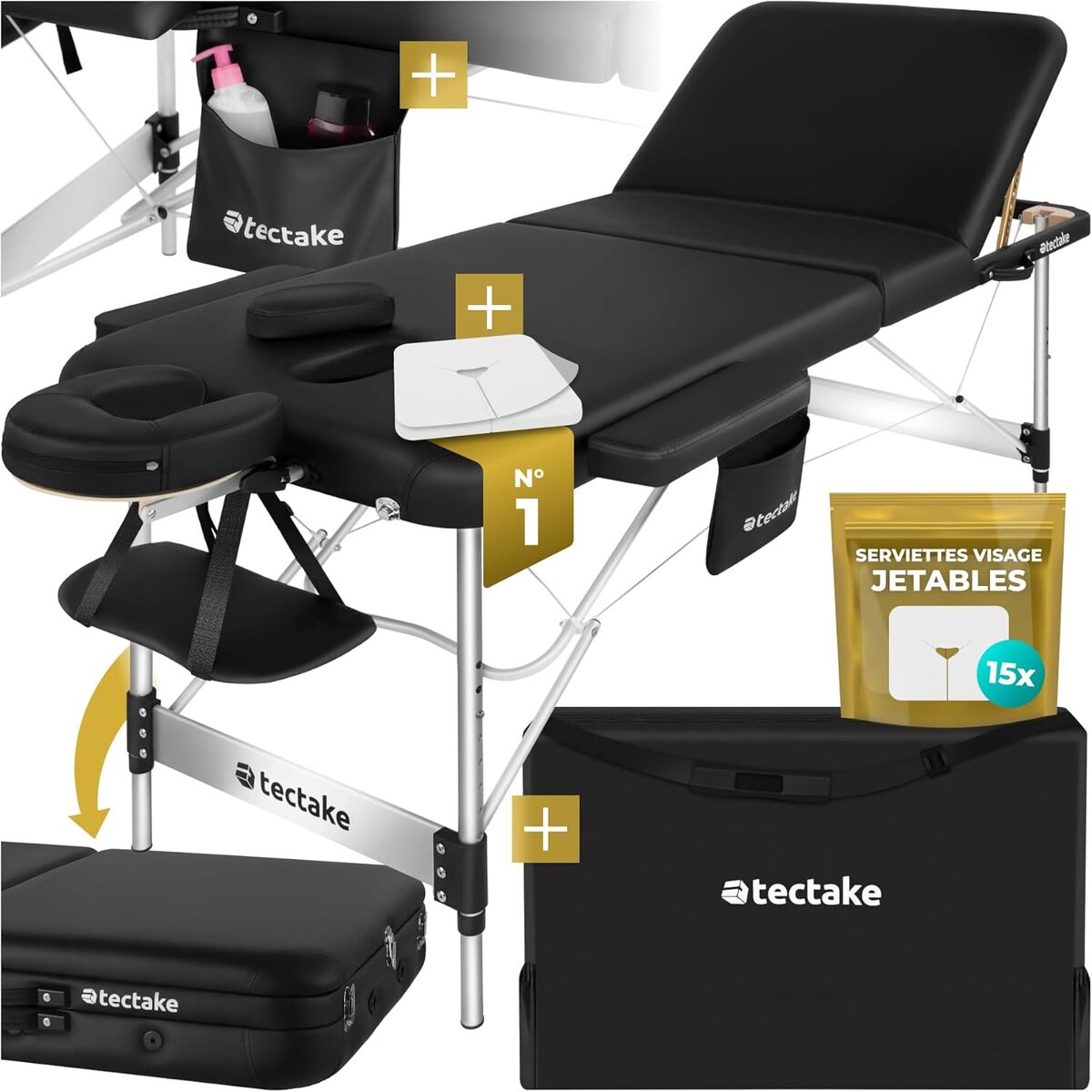 Test de la table de massage pliante TecTake® 3 zones