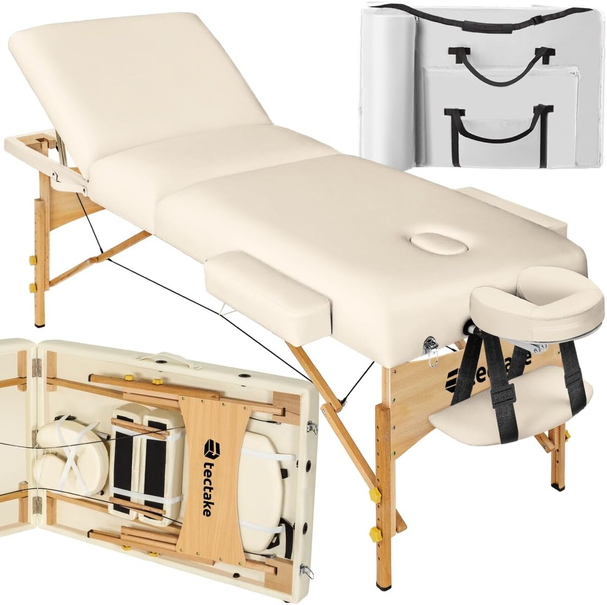 Test : table de massage pliante TecTake beige avec appui tête ergonomique