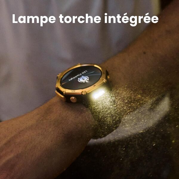 Amazfit T-Rex 3 Pro Montre Connectée Outdoor 48 mm, Écran AMOLED en Saphir, Lunette en Titane, GPS Double Bande, Cartes Hors Ligne, Lampe Intégrée, Autonomie 25 Jours, Smartwatch pour Android iPhone