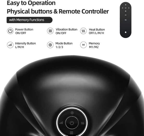 Ezencon Masseur de pieds intelligent Shiatsu avec chaleur, vibrations et compression pour pieds jusqu'à taille 13. Machine de massage des pieds avec télécommande, 2 emplacements de mémoire d'état, Fsa