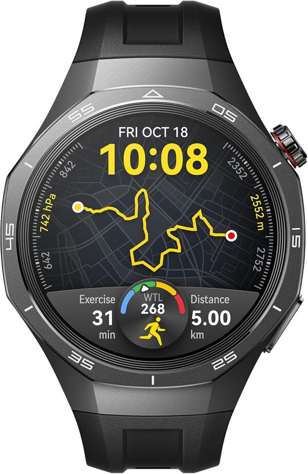 HUAWEI Watch GT 5 Pro 46mm Montre Connectée, Design aux Lignes épurées, Programmes d'entraînement de Pointe, Suivi de la santé, ECG, Jusqu'à 14 Jours d'autonomie, iOS& Android, Noir