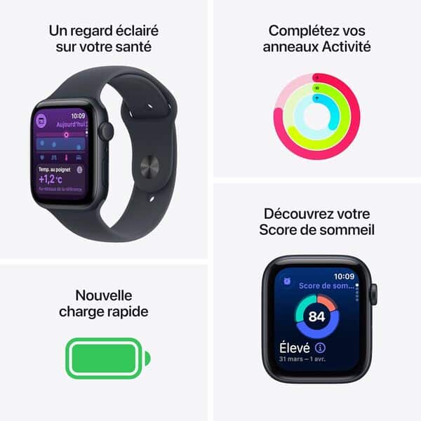 Apple Watch SE 3 [GPS 40 mm] Montre connectée avec boîtier Lumière stellaire et Bracelet Sport Lumière stellaire. Moniteur activité/Sommeil/fréquence Cardiaque, écran Toujours activé