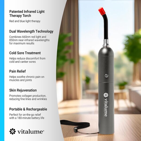 Vitalume Lampe torche 2 en 1 à lumière rouge pour soulager la douleur, les boutons de fièvre et la peau, 460 nm, 630 nm, 660 nm, 850 nm, 940 nm, portable, pour soulager les douleurs musculaires,