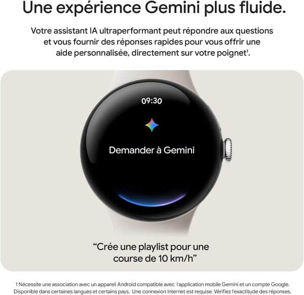 Google Pixel Watch 3 (41 mm) — Boîtier Noir Mat — Bracelet Noir Volcanique — LTE