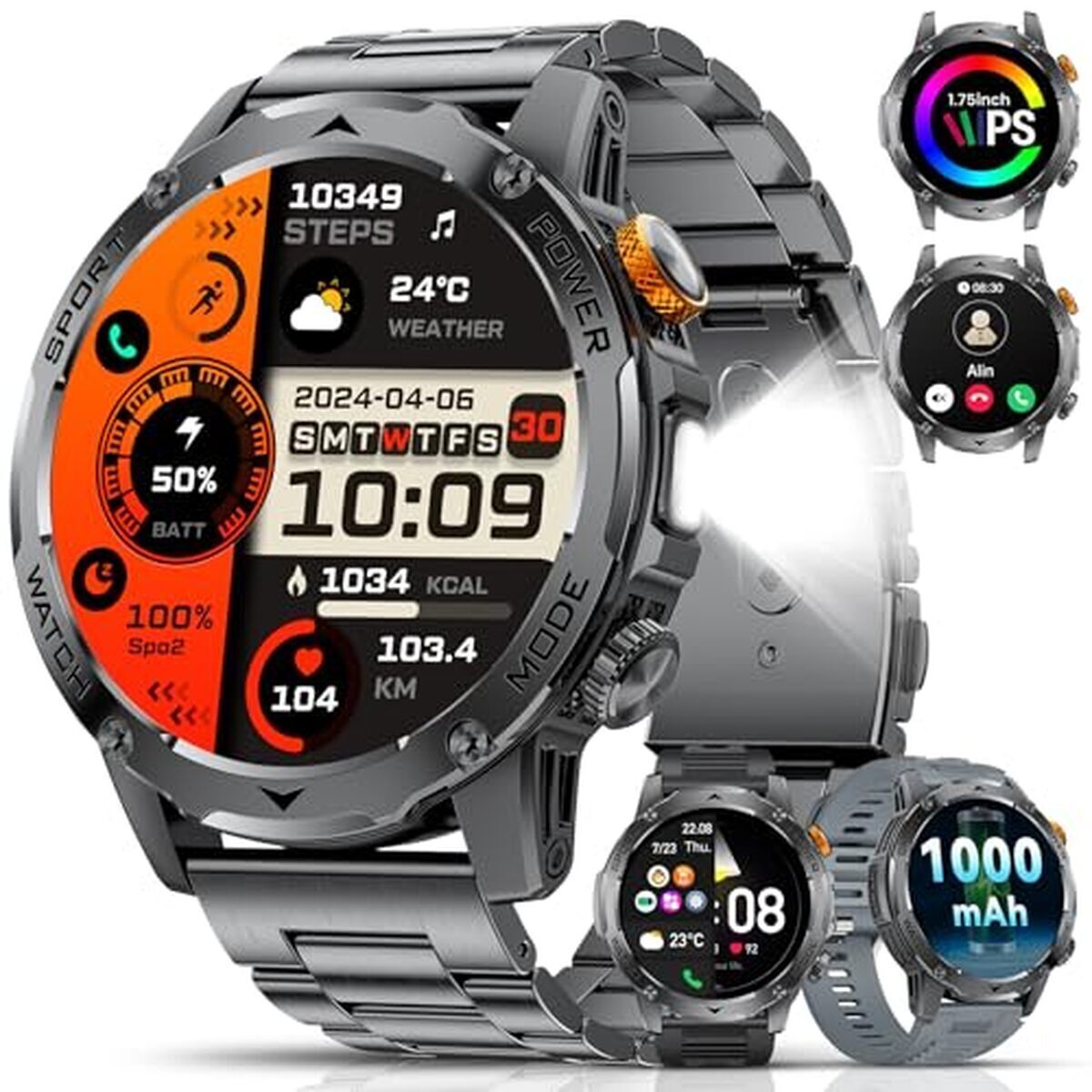 Test : montre connectée homme esfoe 1000mAh avec lampe LED et modes sportifs