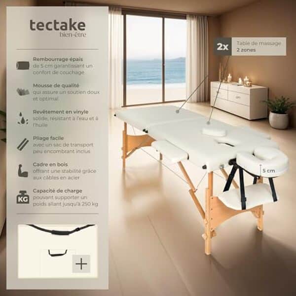 Découvrez notre test complet de la table de massage pliante 2 zones TecTake : ses avantages, sa praticité et pourquoi elle est idéale pour les professionnels et amateurs à la recherche de portabilité et confort.