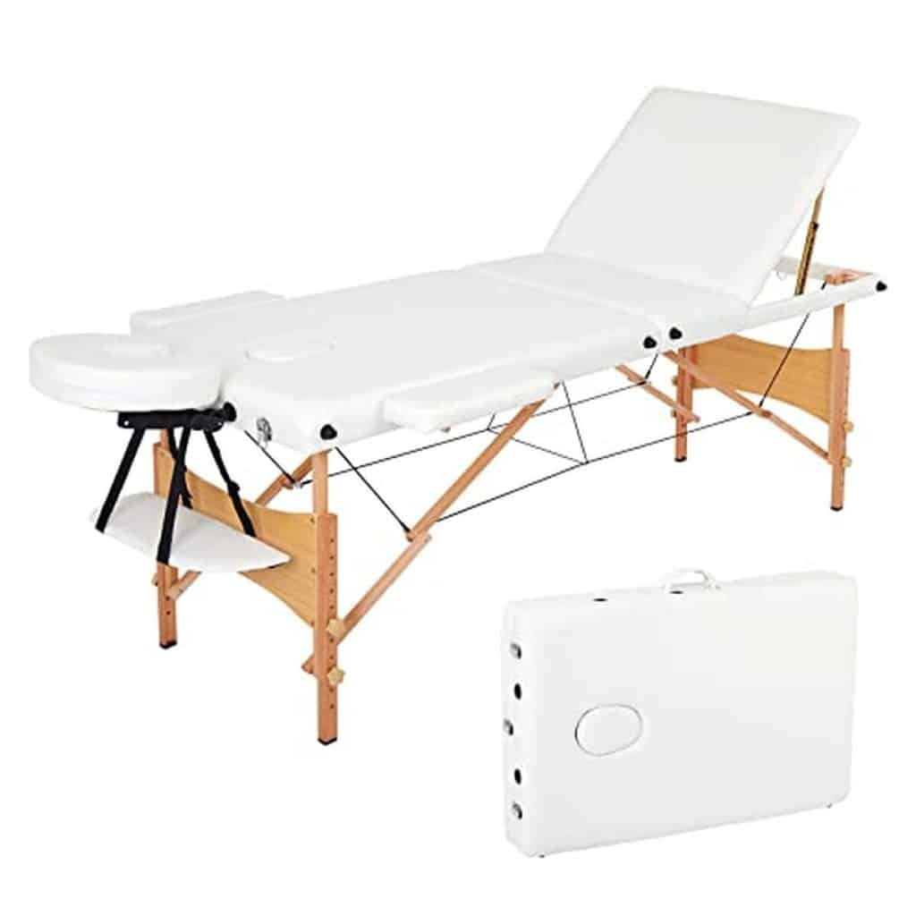 Test de la table de massage pliante Mondeer blanche : confort et praticité