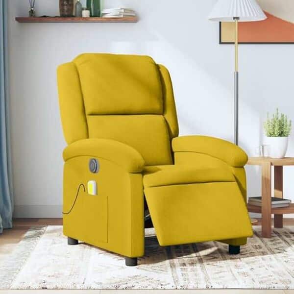 Découvrez notre avis détaillé sur le fauteuil inclinable de massage vidaXL en velours jaune : confort moderne et design sophistiqué pour votre intérieur