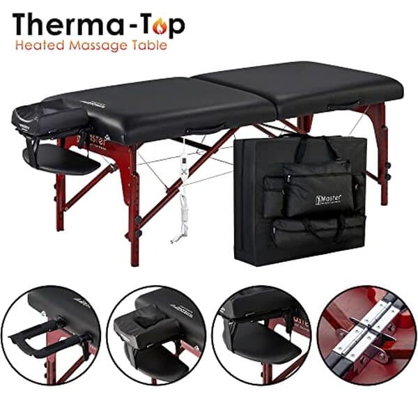 Découvrez notre avis sur la table de massage pliable Master Massage Therma Top 71 cm en noir : confort, fonctionnalité et caractéristiques techniques dévoilés pour une expérience de massage optimale