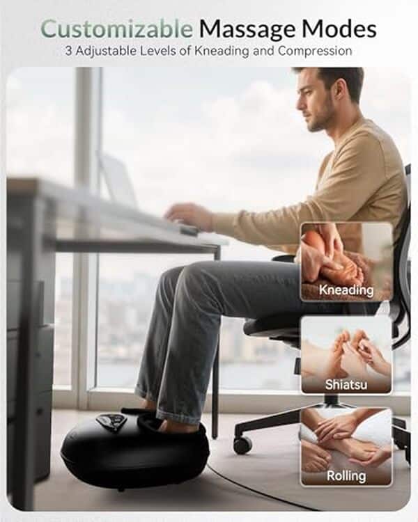 Découvrez les bienfaits du masseur de pieds Snailax Shiatsu avec chaleur. Confort, relaxation et technologie avancée au rendez-vous pour un bien-être ultime à domicile.