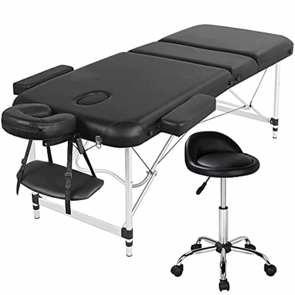Test de la table de massage pliante Yaheetech et tabouret pivotant