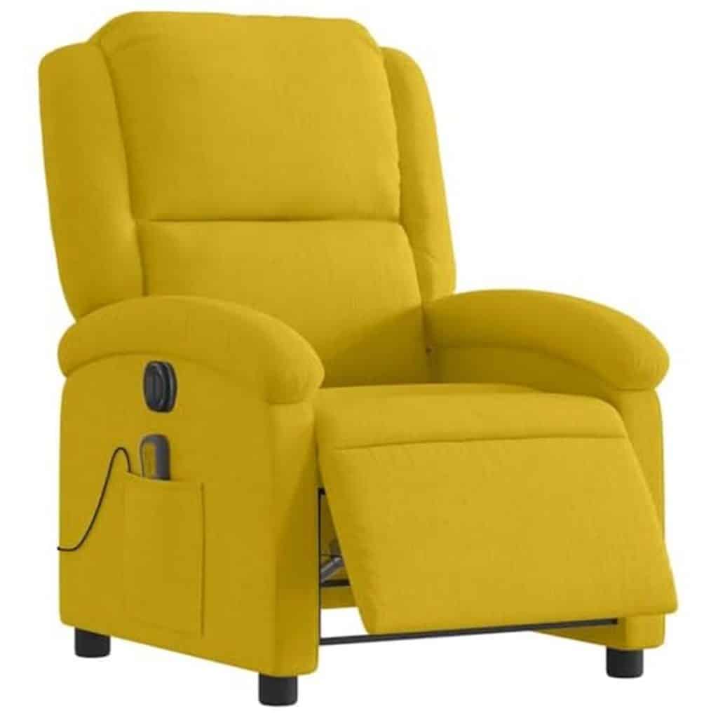 Test du fauteuil inclinable de massage vidaXL : confort moderne en velours jaune